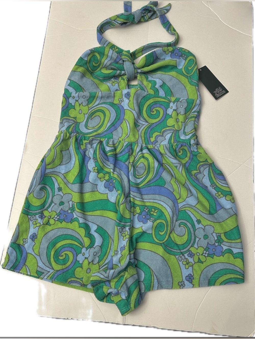 Retro Floral Halter Romper in Green & Blue*WMN’S~Sz~XS*BNWT’s - Picture 1 of 2